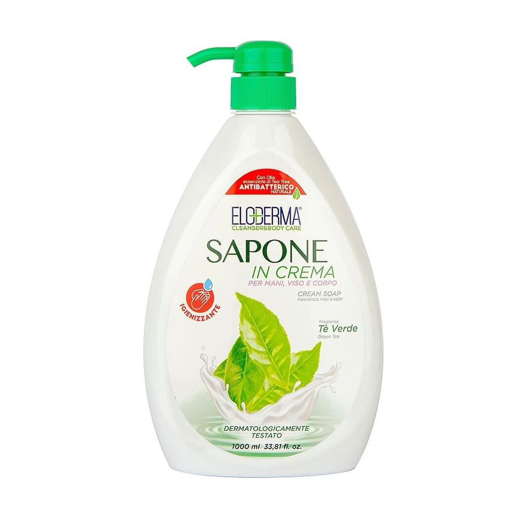 Антибактеріальне рідке крем-мило для рук Eloderma Liquid Soap з екстрактом зеленого чаю, 1 л