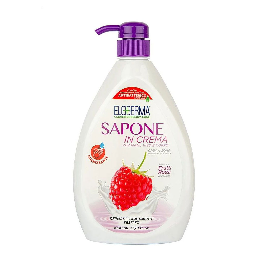Антибактеріальне рідке крем-мило для рук Eloderma Liquid Soap Червоні фрукти, 1 л