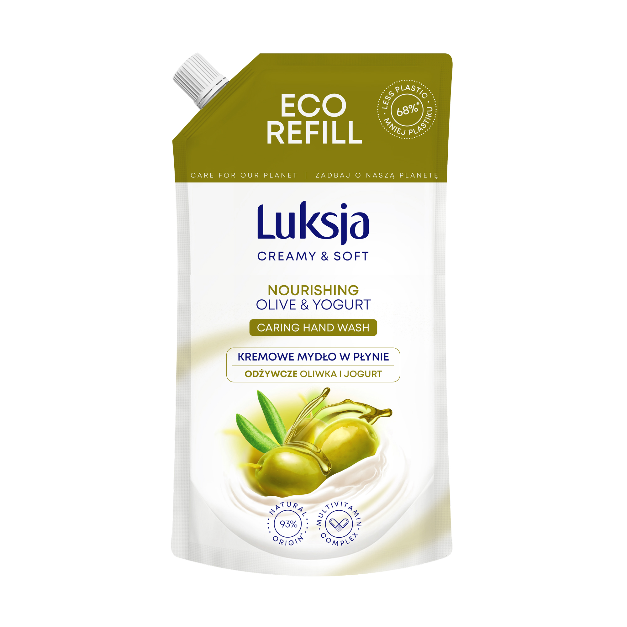 Рідке крем-мило Luksja Creamy Olive&amp;Yogurt Soap Йогурт та оливкова олія, 400 мл (дойпак)